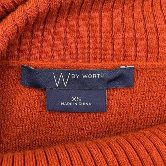 W by Worth Orange Off The‎ Shoulder Long Sleeves Ribbed Hem Sweater XS - Picture 4 of 8